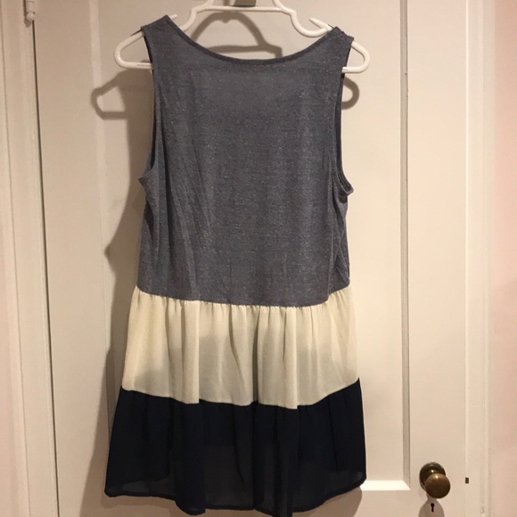 Loose fit blue tank with white & blue sheer bottom - Picture 2 of 6